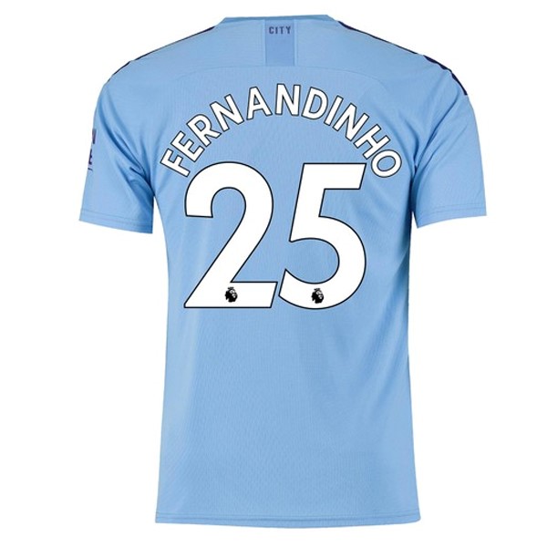 Trikot Manchester City NO.25 Fernandinho Heim 2019-20 Blau Fussballtrikots Günstig